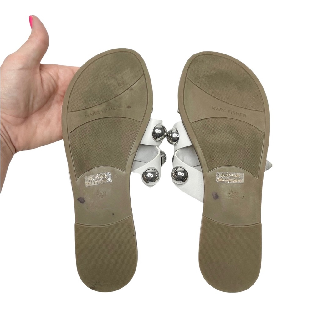 Marc Fisher Bryte White Studded Sandals - Picture 8 of 9